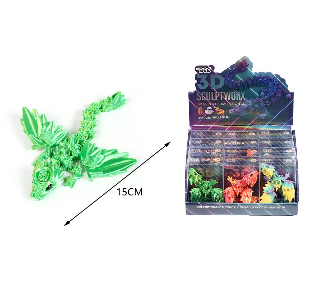 Dragon Rosa Volador con Ojos 15CM ESTRUCTURA 3D