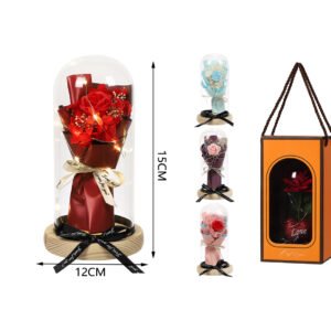 Flor premium en cúpula de cristal con luz