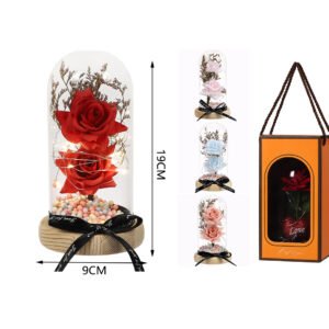 Flor premium en cúpula de cristal con luz