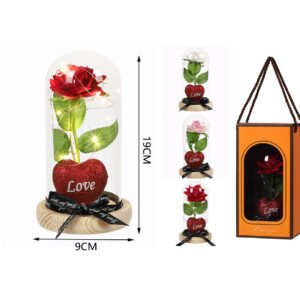 Flor premium en cúpula de cristal con luz