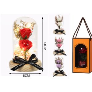 Flor premium en cúpula de cristal con luz