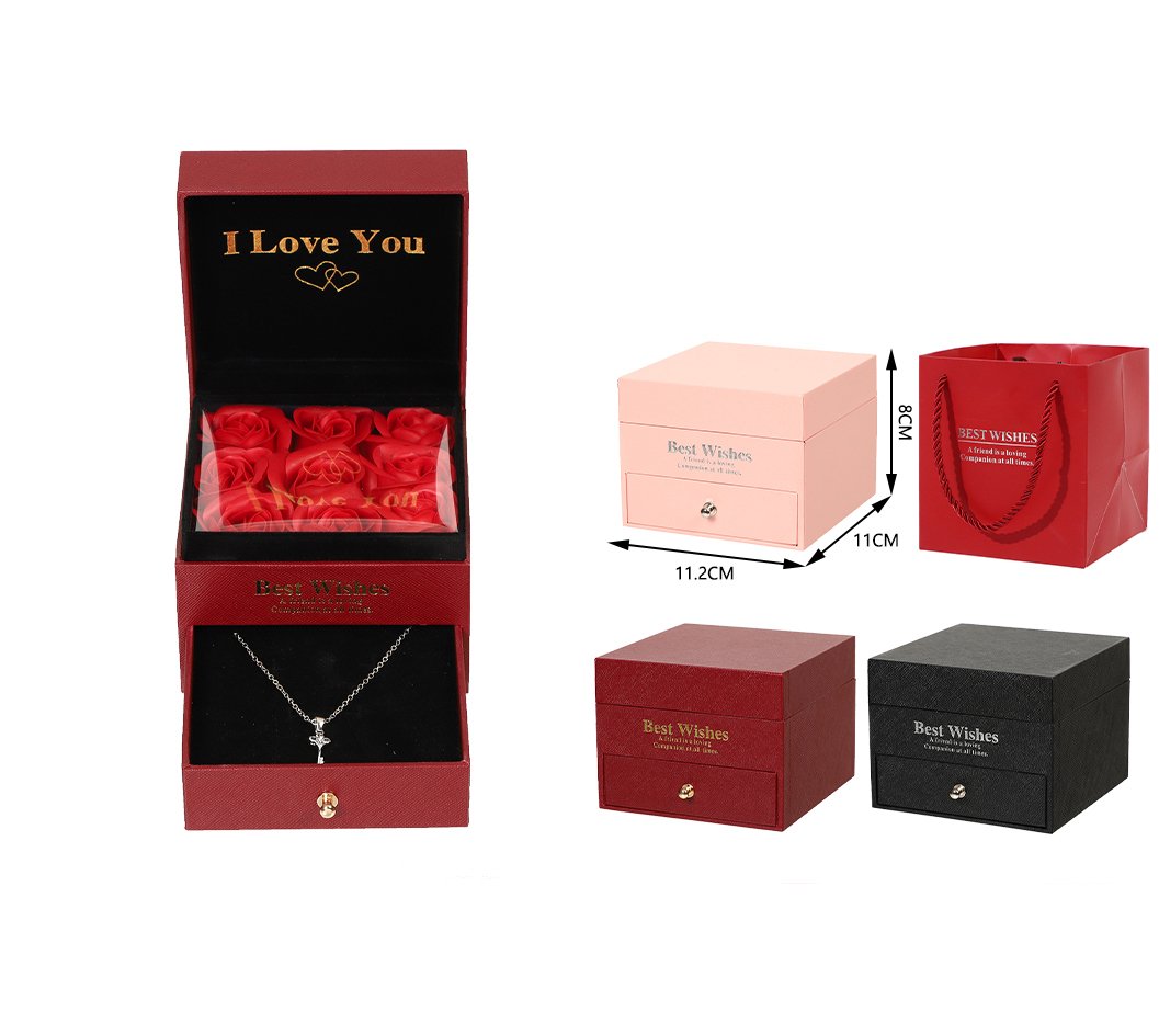 Caja joyero con rosa