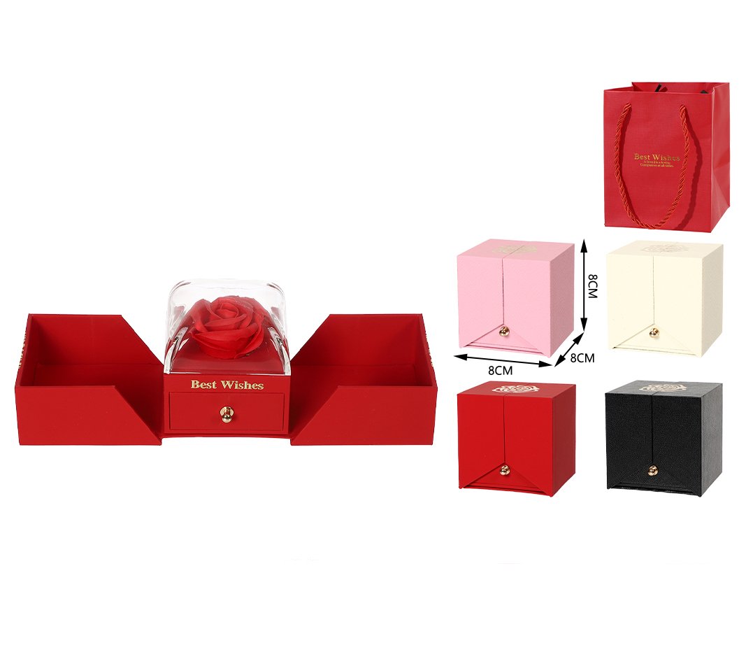 Caja de joyeria con rosa eterna–Premium