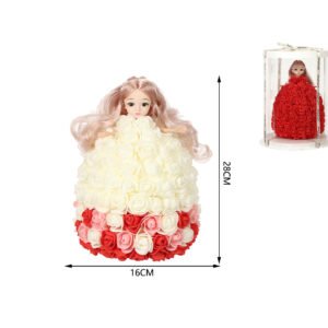 Muñeca con rosas 28 cm rojo degradado