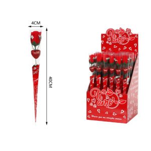 Rosa con corazon pequeño individual en caja expositora