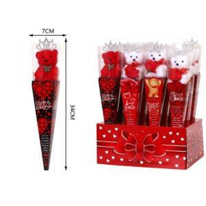 Oso de peluche con corona individual en caja expositora