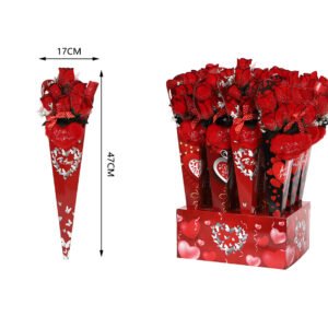 Corazon con rosa individual en caja expositora