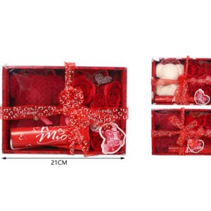 Oso de toalla blanco con flor de jabon – set de regalo