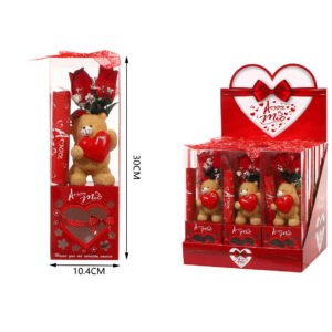 Caja PVC con luz – oso de resina con corazon y rosa