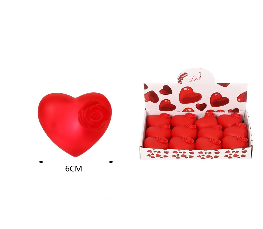 Corazon con rosa con luz — 6 cm
