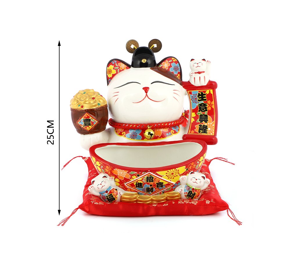 Gato blanco con lingote contenedor–25 cm