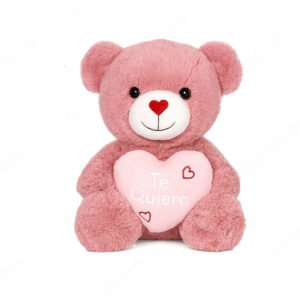 Oso abrazando corazon, color rosa, 40 cm