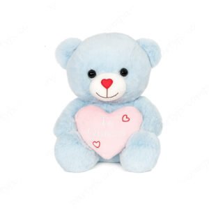 Oso abrazando corazon, color azul, 20 cm