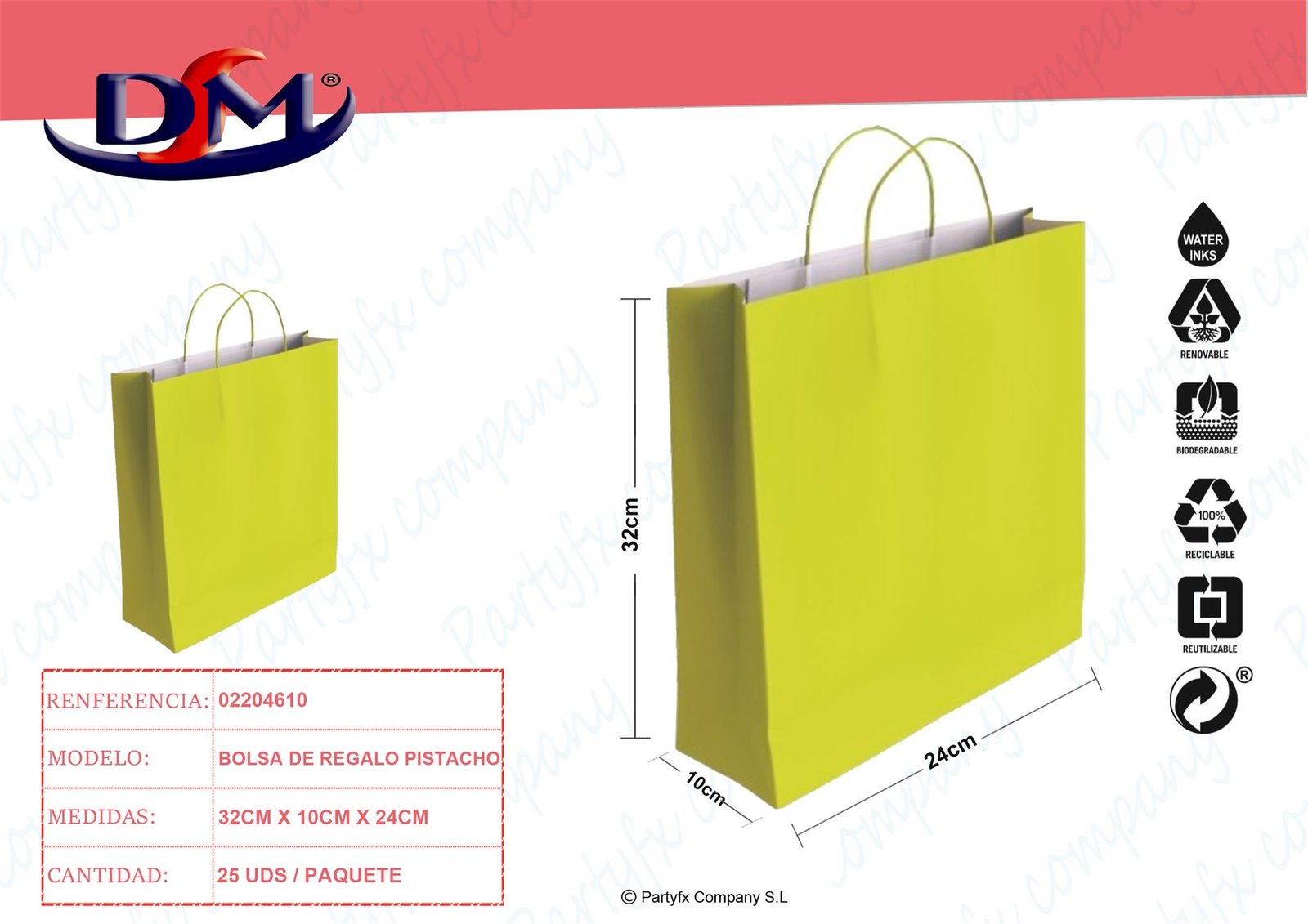 BOLSA PAPEL PISTACHO "S" 24x10x32