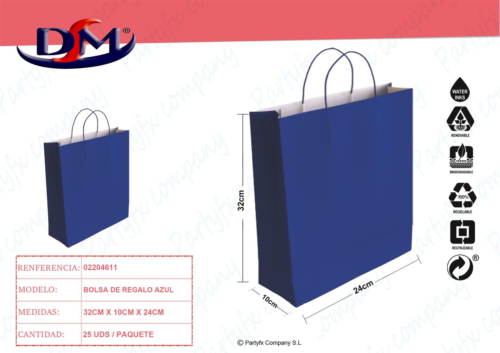 BOLSA PAPEL AZUL "S" 24x10x32