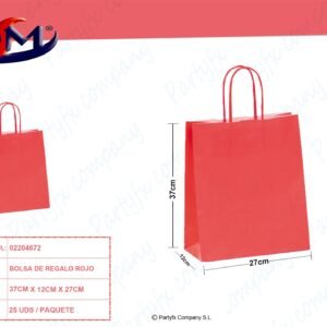 BOLSA PAPEL ROJO "M" 27x12x37