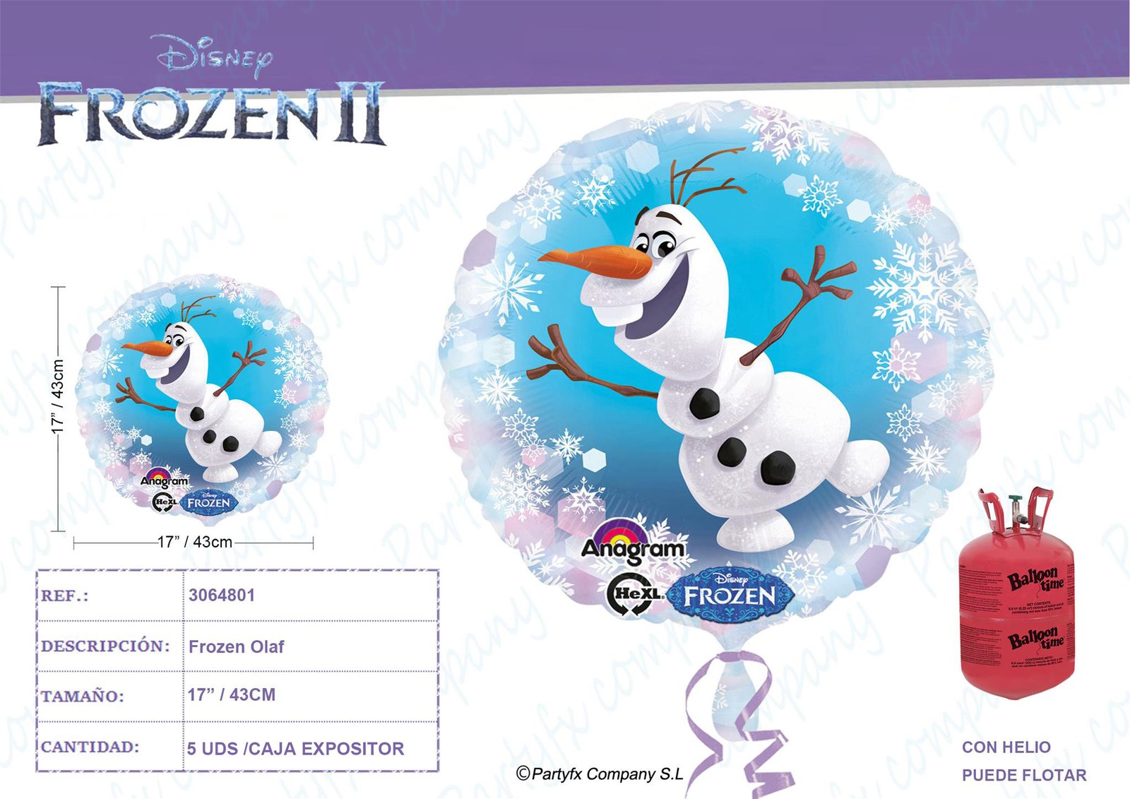 Frozen Olaf GLOBO FOIL 43 cm
