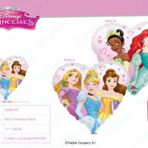 Multi-Princess Heart GLOBO FOILHeart   43 cm