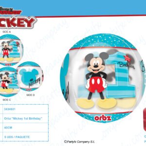 Orbz "Mickey 1st Birthday" Globo foil Clear,   38 x 40cm