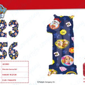 Paw Patrol Number 1 Globo foil 27cm x 66cm