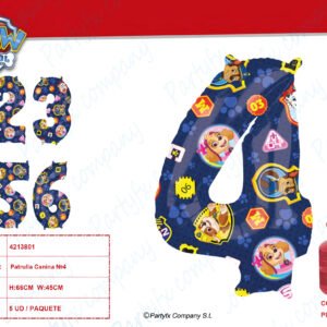 Paw Patrol Number 4 Globo foil 45cm x 66cm