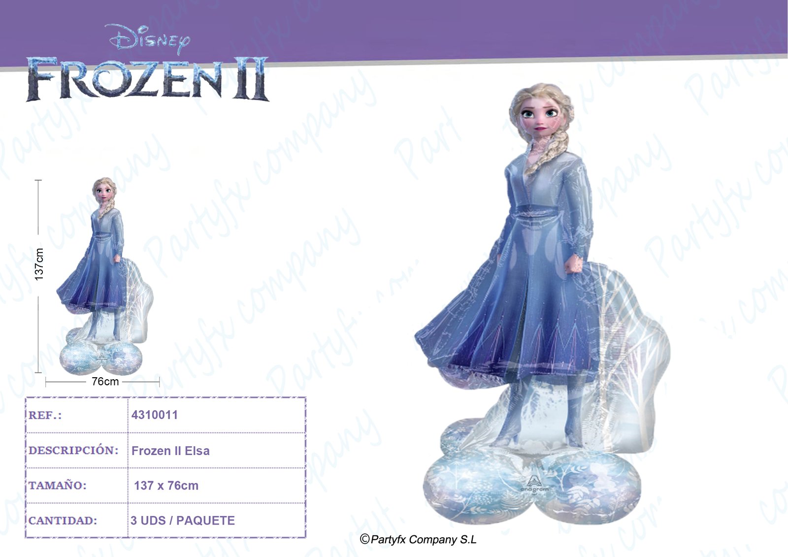 Frozen 2 Elsa Foil Balloon P71 Packaged 76 cm x 137 cm