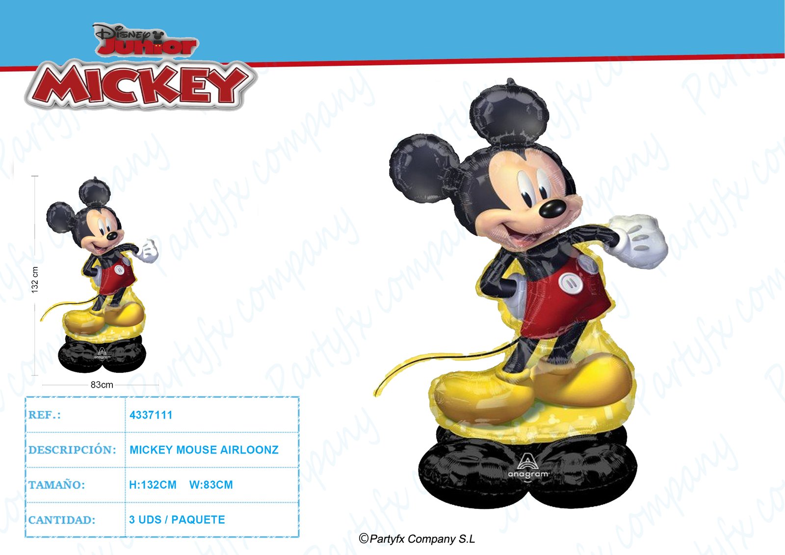 Mickey Mouse Foil Balloon P71 Packaged 83 cm x 132 cm