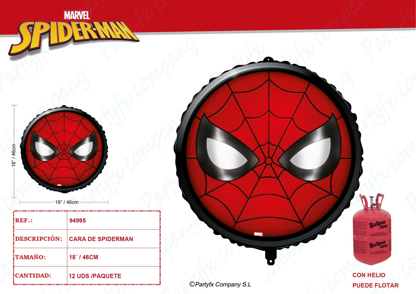 Foil Balloon square shaped 46cm SPIDERMAN FACE MARVEL