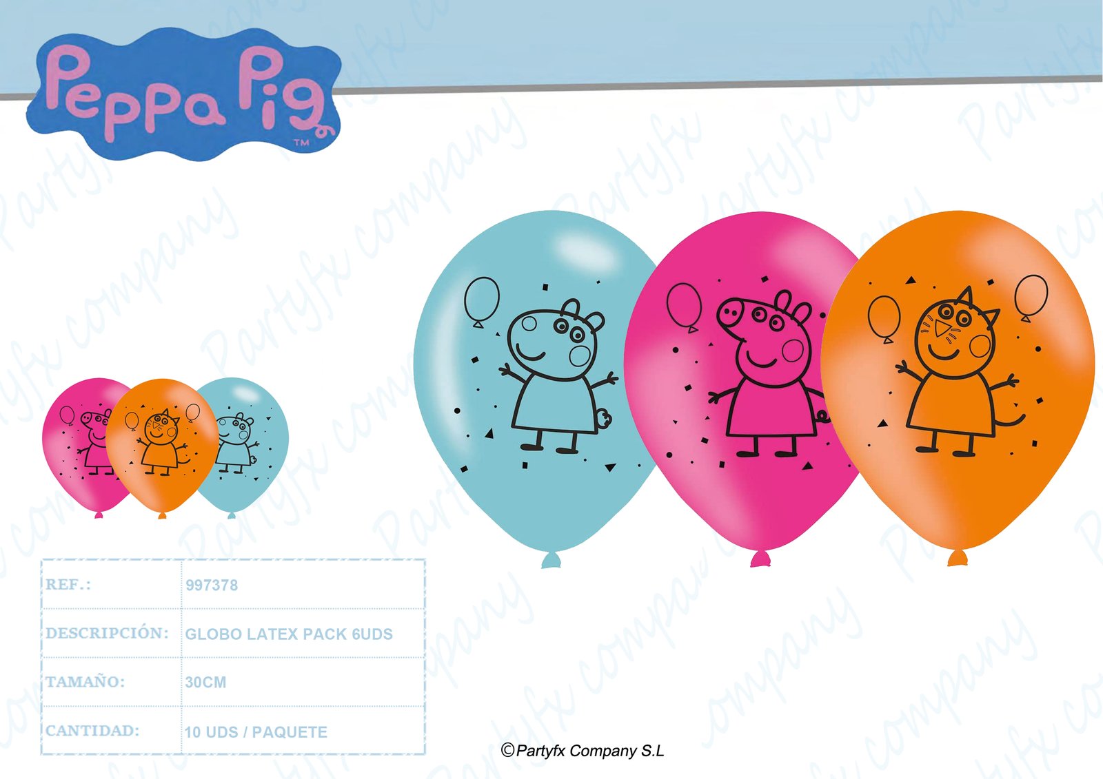 6 Latex Balloons Peppa Pig 23c