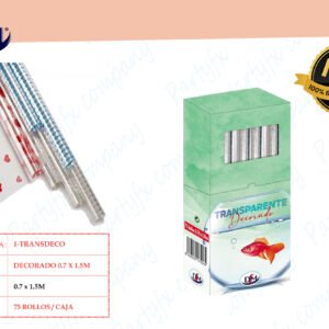 ROLLOS  TRANSPARENTE DECORADO 1,5M X 70CM