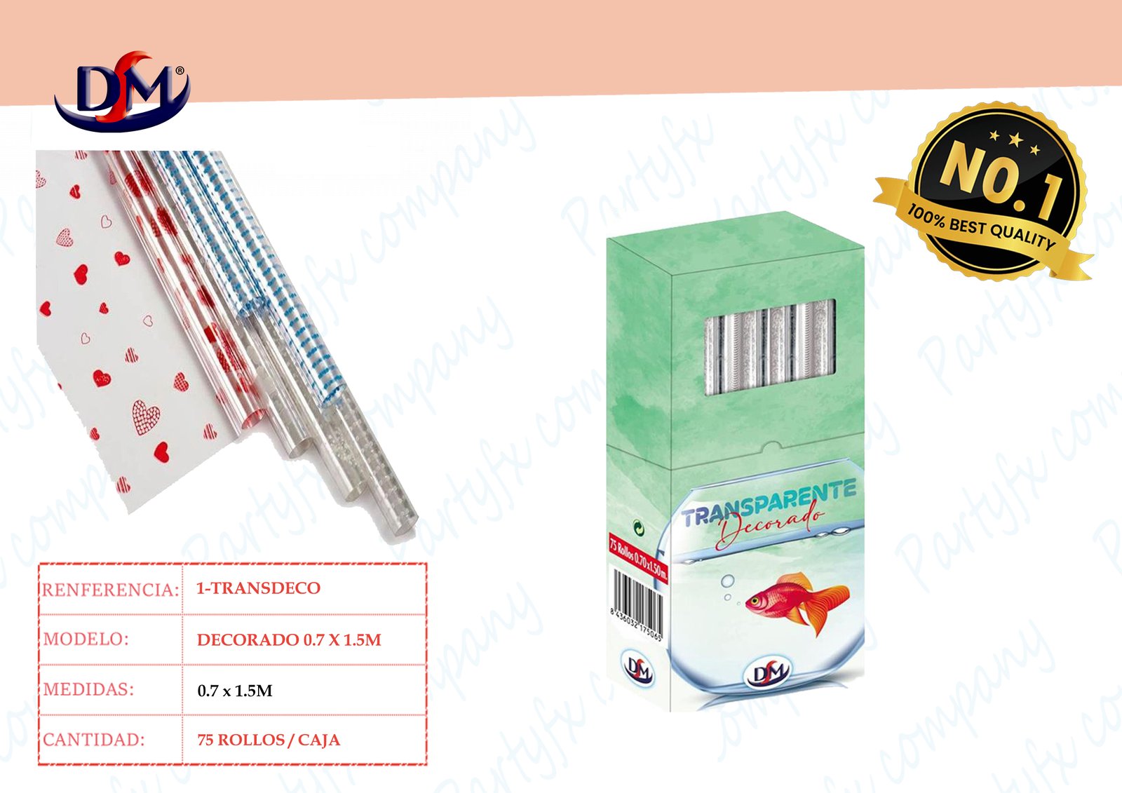ROLLOS TRANSPARENTE DECORADO 1,5M X 70CM