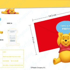 TARJETA DE INVITACION DE WINNIE  6UDS
