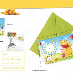 TARJETA DE INVITACION DE WINNIE Y PIGLET 6UDS