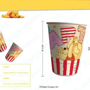 VASO DE PAPEL 200ML WENNIE ALPHABET 6UDS