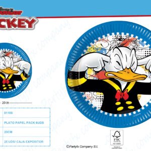 PLATOS DE PAPEL 20CM DONALD MANIA PK-8UDS