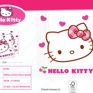 SERVILLETAS DE PAPEL 2CAPAPS HELLO KITTY   PK -20UDS