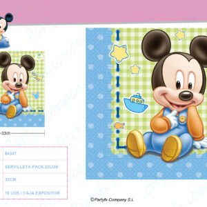 SERVILLETAS DE PAPEL 2CAPAS BABY MICKEY  PK-20 UDS