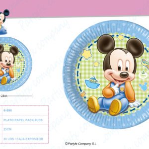 PLATOS DE PAPEL 23CM BABY MICKEY  PK-6 UDS