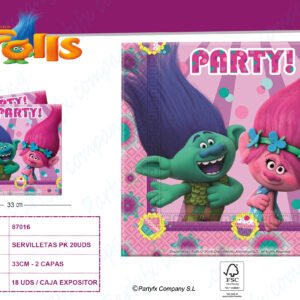 SERVILLETAS DE PAPEL DE 2CAPAS TROLLS  PK-20UDS