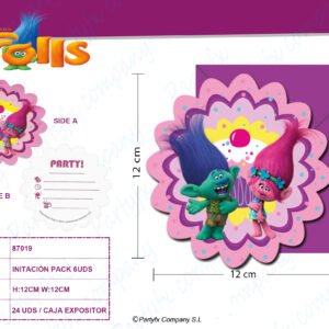 TARJETA DE INVITACION TROLLS   PK-6UDS