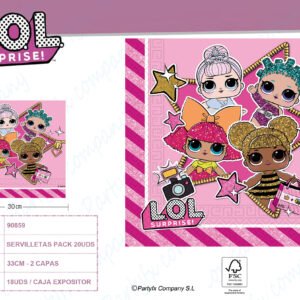 SERVILLETAS DE PAPEL 2CAPAS L.O.L GLITTERATI    PK -20UDS