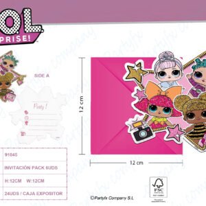 TARJETA DE INVITACION L.O.L GLITTERATI    PK- 6UDS