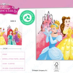 ? SERVILLETAS COMPOSTABLE 3CAPAS PRINCESS FABULOUS ?      PK-20UDS