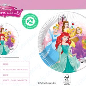 ?PLATOS DE PAPEL COMPOSTABLE  23CM PRINCESS FABULOUS ?  PK-6UDS