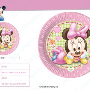 PLATOS DE PAPEL 20CM BABY MINNIE  PK-6UDS