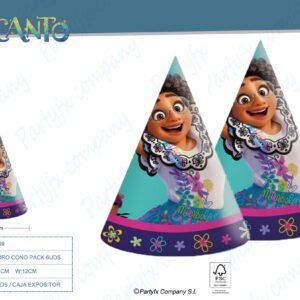 GORRO CONO FSC PAPEL ENCANTO DECORATA PARTY DISNEY PACK 6UDS