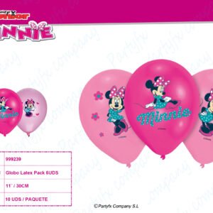 6 Latex Balloons Minnie 27.5 cm / 11"