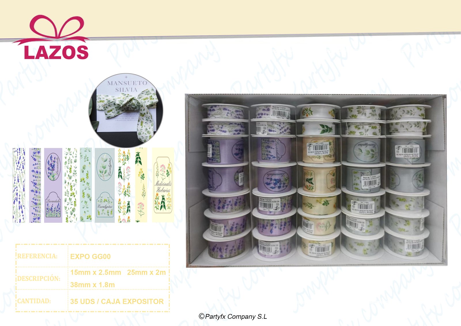 EXPO/GG - 35 BOBINE NASTRO TUO
MM 15 MT 2,5
MM 25 MT 2
MM 38 MT 1,8