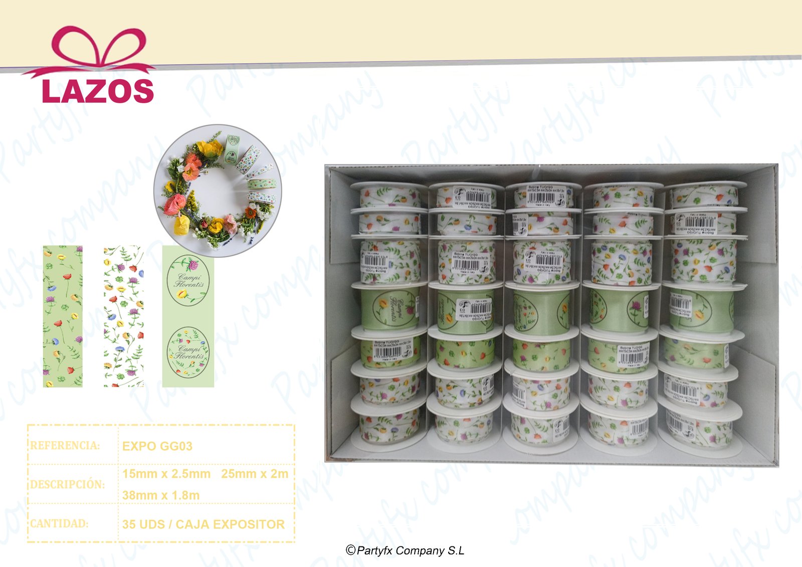 EXPO/GG - 35 BOBINE NASTRO TUO
MM 15 MT 2,5
MM 25 MT 2
MM 38 MT 1,8