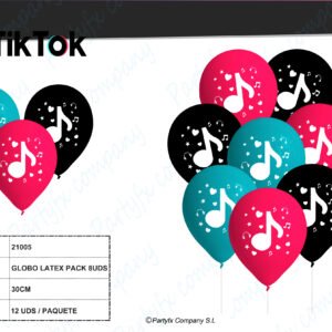 GLOBO LATEX 27CM DE TIKTOK PACK 8UDS